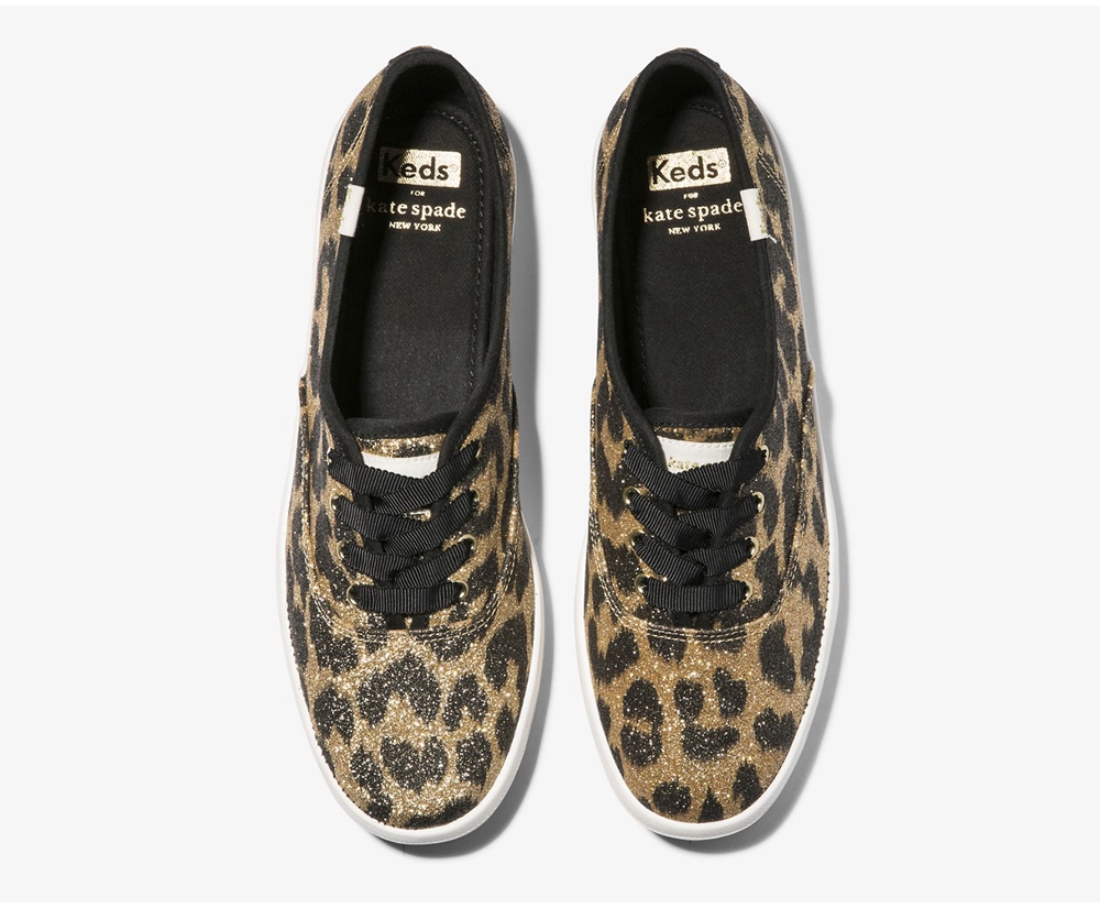 Keds Sneakers Brown - Kate Spade new york Champion Glitter Leopard - Womens VOUTAP-260